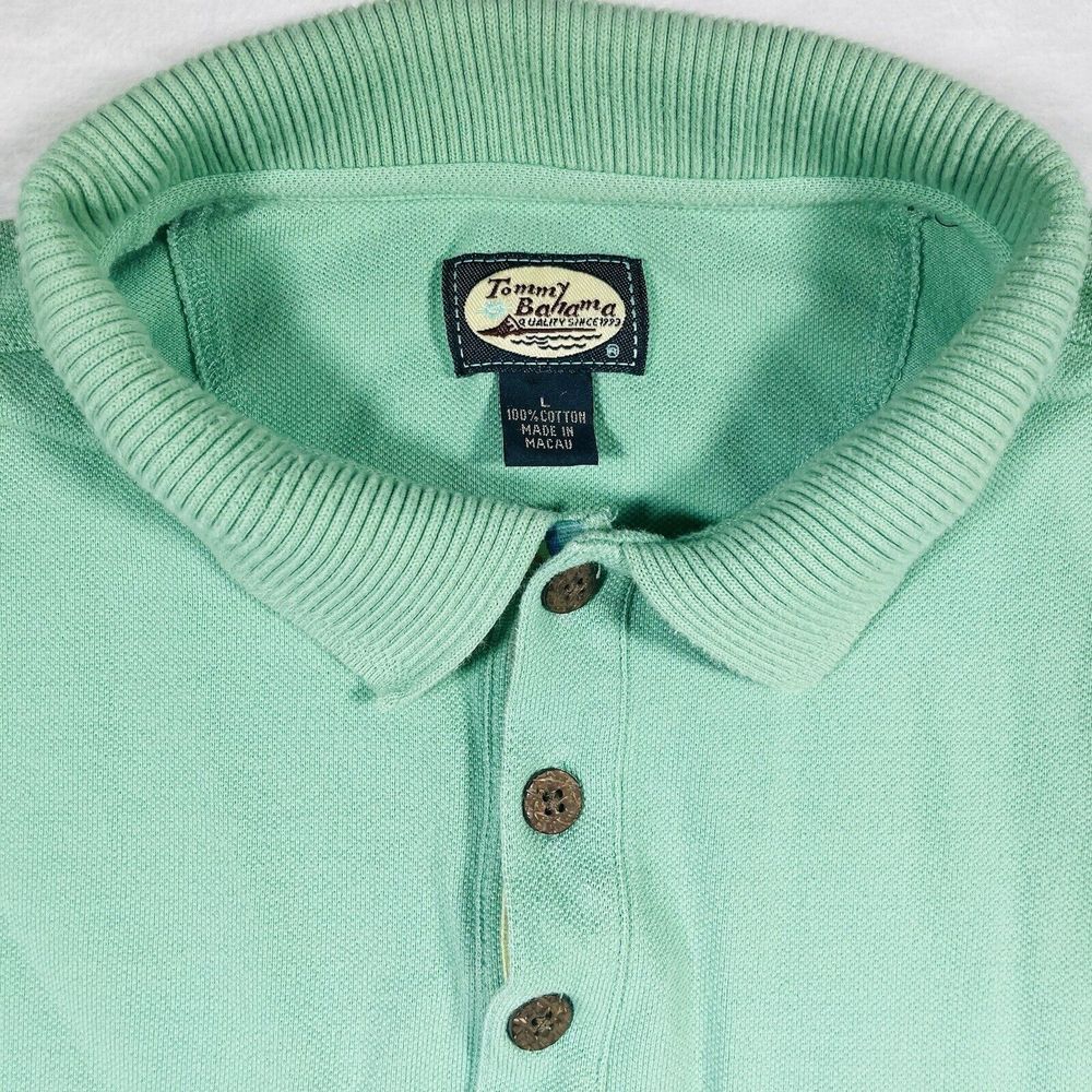 Tommy Bahama Mens L Seafoam Green Short‎ Sleeve Relaxed Golf Polo Shirt Large